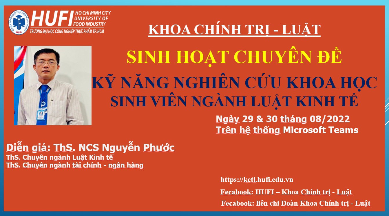 Sinh hoạt chuyên đề một số kỹ năng nghiên cứu dành cho khoa học cho sinh viên ngành Luật Kinh 